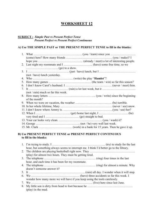 Simple Past vs Present Perfect Tense / Present Perfect Tense vs Present Perfect Continuous